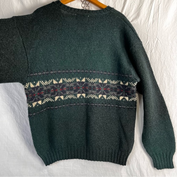 Vintage Eddie Bauer Sweater Men M Wool Blend Green Pullover V Neck Made in USA - Picture 15 of 16